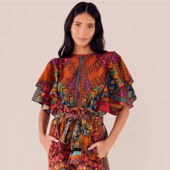 FARM Rio Tops - FARM RIO Yawanawa Stripes Blouse XS Euc